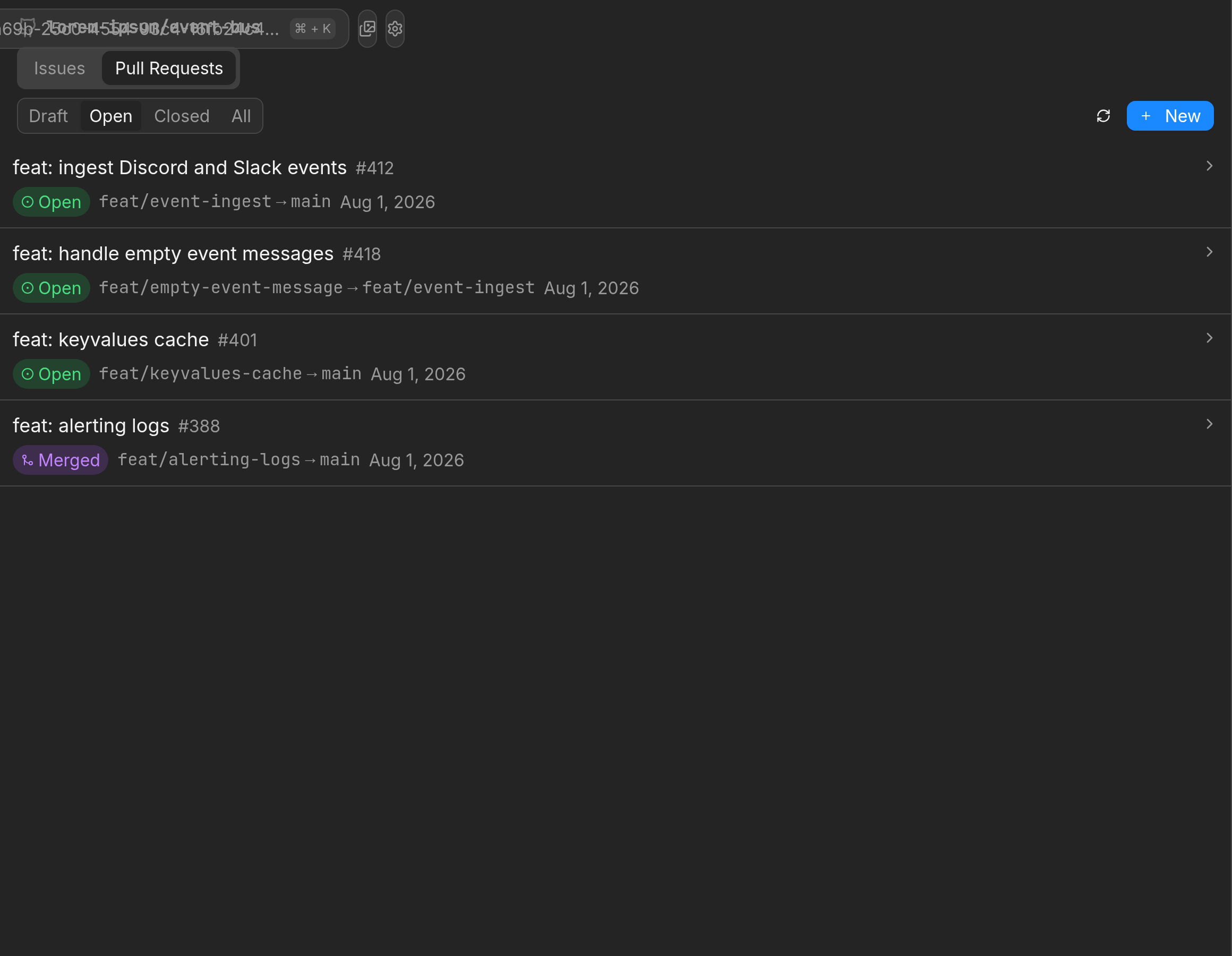 GitHub pull request list in Treq